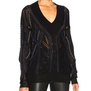 Rag & Bone Women's Indigo Lucie Pointelle Woven Ribbon Cord Sweater